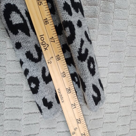 Anne Klein Gray Leopard Print Longline Blazer Sweater-Faux Double Breasted-Sz M - Picture 12 of 12